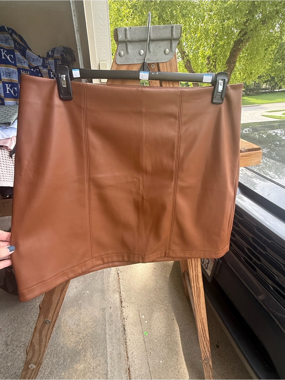 Nine West Caramel Brown Faux Leather Mini Skirt